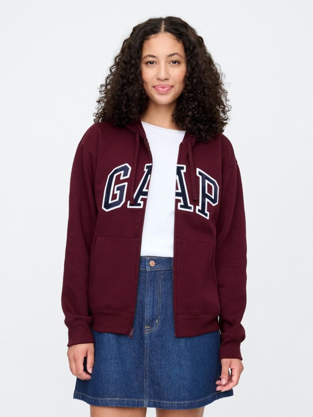 GAP Women's Large Relaxed Logo Zip Hoodie Deep Ruby Red NWT Retail $60